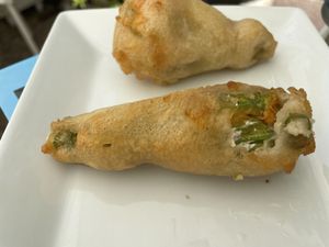 Fried zucchini flowers at Pulse in Crete