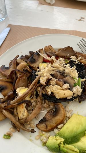 So tasty I forgot to take a picture until it was gone, mushroom medley with cashew cheese... the flavours are fantastic. 100% recommendation!  at Pulse in Crete