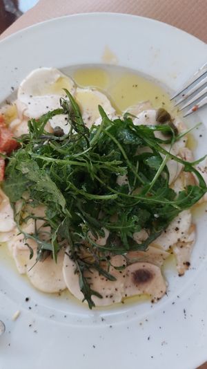 Mushroom carpaccio. at Pulse in Crete