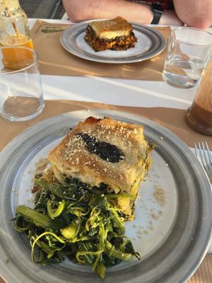 Summer greens lasagna & moussaka   at Pulse in Crete
