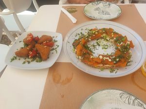 Seared polenta and carrot lox  at Pulse in Crete