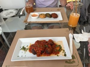 Potato cakes and meatballs   at Pulse in Crete