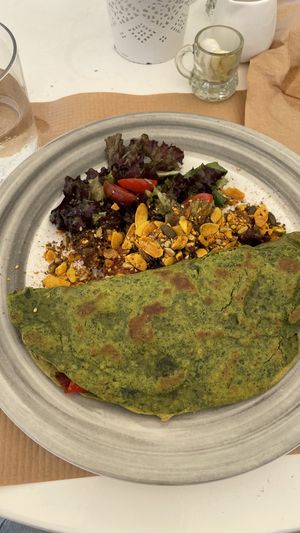 Breakfast green omelette   at Pulse in Crete