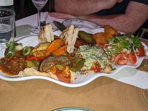 Sharing mezze starter €15. at Pulse in Crete
