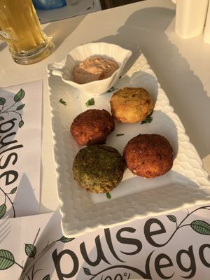 Delicious potato fritters  at Pulse in Crete