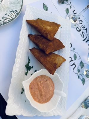 A tasty samosa that was lighter than I expected.   at Pulse in Crete