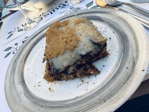 The lentil moussaka with bechamel sauce.   at Pulse in Crete