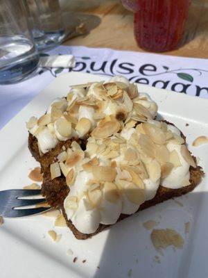 Homemade carrot cake with cashew cream frosting🥕  at Pulse in Crete