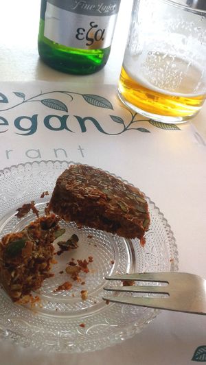 I was given a sample of this fantastic chocolate, hazelnut and mixed seed dessert. It was beautiful. at Pulse in Crete