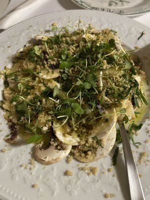 Mushroom carpaccio   at Pulse in Crete