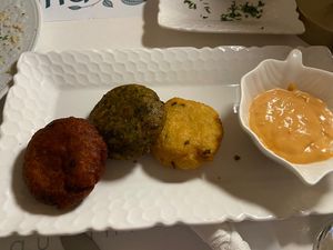 Tricolour potato cakes  at Pulse in Crete