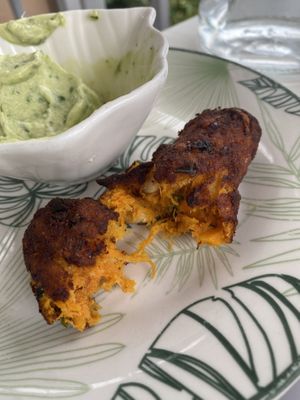 Carrot croquettes with whipped feta  at Pulse in Crete