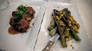 Manchurian Balls and asparagus starters at Pulse in Crete