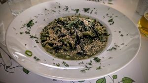 Risotto Verde (this looks small but it's just the style of the bowl, it's big, the perfect size) at Pulse in Crete