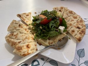 Hummus and pita bread - Pulse, Chania  at Pulse in Crete