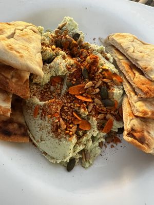 Whipped cashew feta and dakkar   at Pulse in Crete