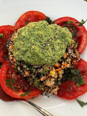 Quinoa superfood salad with kale pestoo  at Pulse in Crete