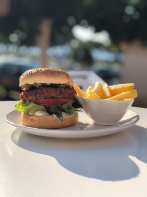Vegan burger  at Pulse in Crete