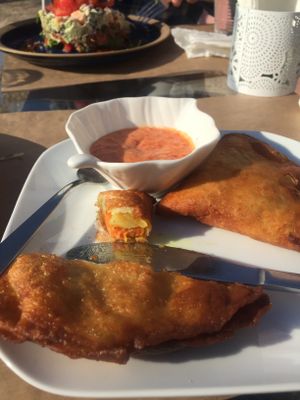 Samosa's (the sauce was magic !! ) at Pulse in Crete