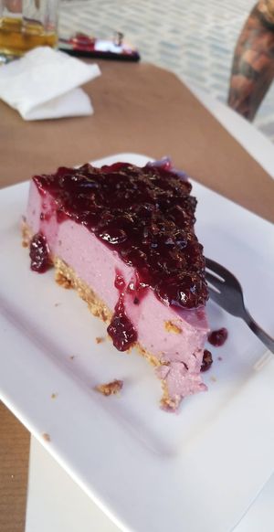 Berry cheesecake at Pulse in Crete