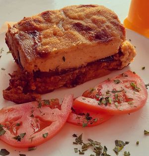 Vegan moussaka at Pulse in Crete