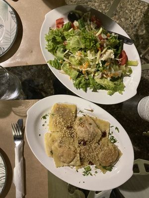 Delicious home-made pumpkin ravioli  at Pulse in Crete