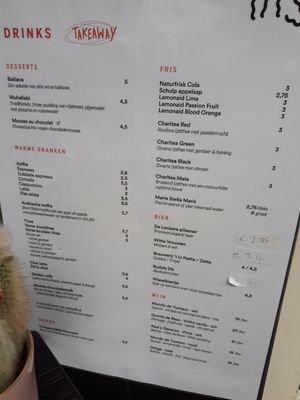 Menu at HUmmUS in The Hague