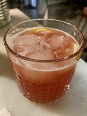 Homemade rose and raspberry lemonade  at HUmmUS in The Hague