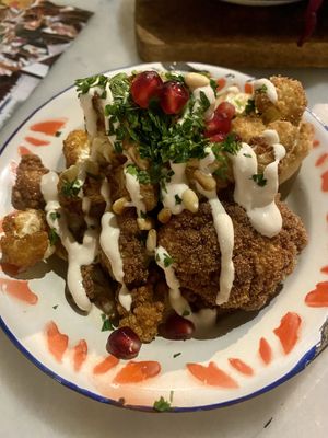 Roasted cauliflower with tahini  at HUmmUS in The Hague