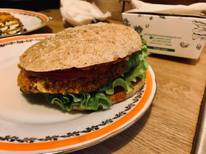 Vegan burger at Paradise Food in Budva
