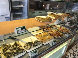 Various options of quiche and cakes   at Paradise Food in Budva