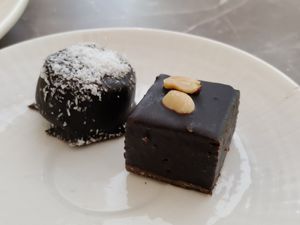 Bounty ball and peanut square at Paradise Food in Budva