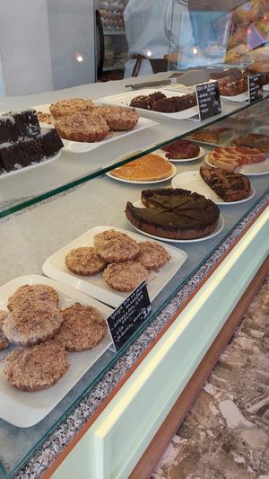 Sweets on display at Paradise Food in Budva