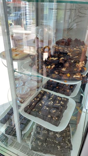 Sweets on display at Paradise Food in Budva