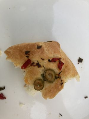 The remains of an excellent focaccia   at Paradise Food in Budva