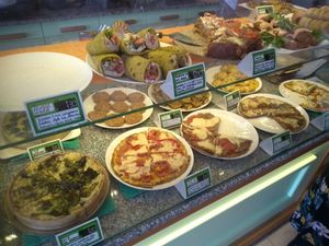Vegan pizza and pies. at Paradise Food in Budva