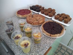 Fruit cups, sweet pies and muffins. at Paradise Food in Budva