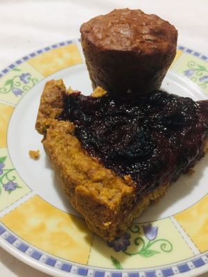 Delicious plum tart and carrot muffin at Paradise Food in Budva