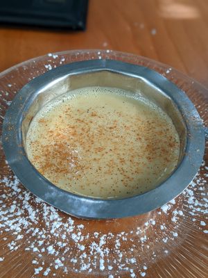 Vegan dessert with almond milk (on the house 🥲) at Amalias Kitchen in Crete