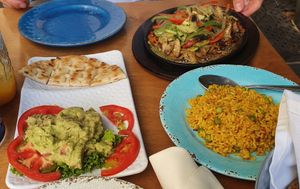 Avocado salad and sizzled vegetables at Amalias Kitchen in Crete