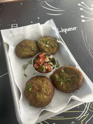 Fried zucchini patties  at Amalias Kitchen in Crete