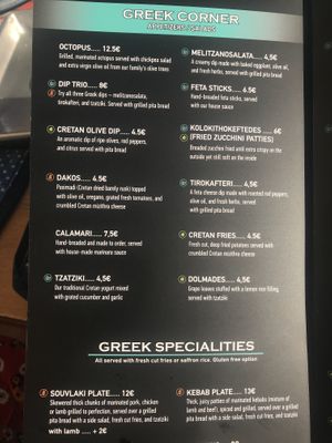 Menu (may 2019) at Amalias Kitchen in Crete