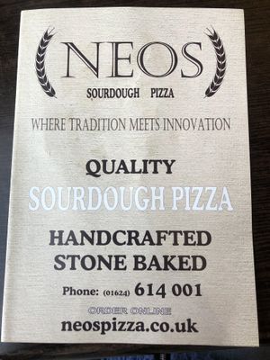 Menu front  at Neo's Pizza in Douglas