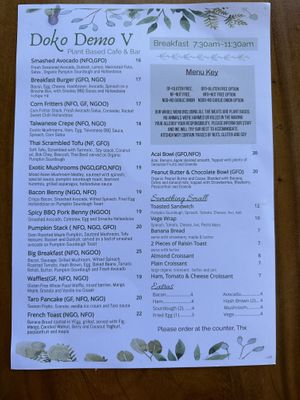 Menu  at Doko Demo V in West Burleigh