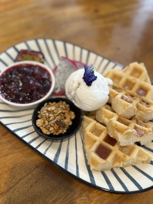 Waffles with icecream   at Doko Demo V in West Burleigh