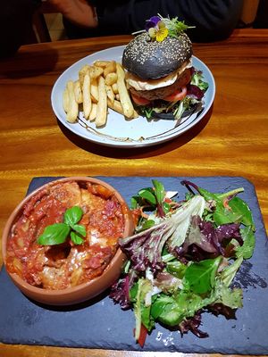No beef lasagne and Supreme burger at Doko Demo V in West Burleigh