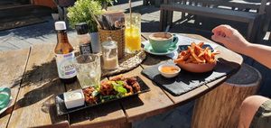 Bang bang popcorn chicken. Sweet potato fries at Doko Demo V in West Burleigh