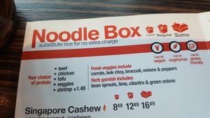 They also have tofu or you can ask for extra veggies.  at Wok Box in Kamloops