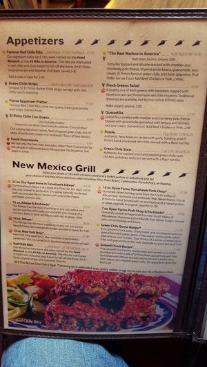 Menu 2 at El Pinto in Albuquerque