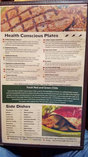 Menu 4 at El Pinto in Albuquerque